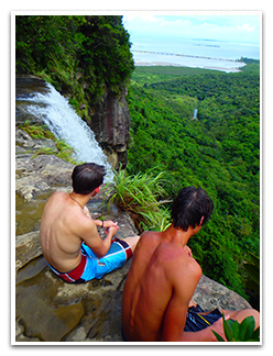 The scenery from the top of the waterfall