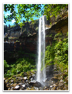 Look up at the waterfall